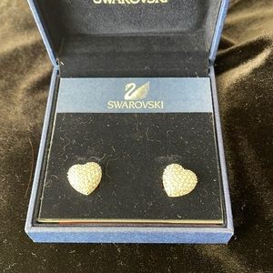 Swarovski heart clip on earrings. Brand new, in box.